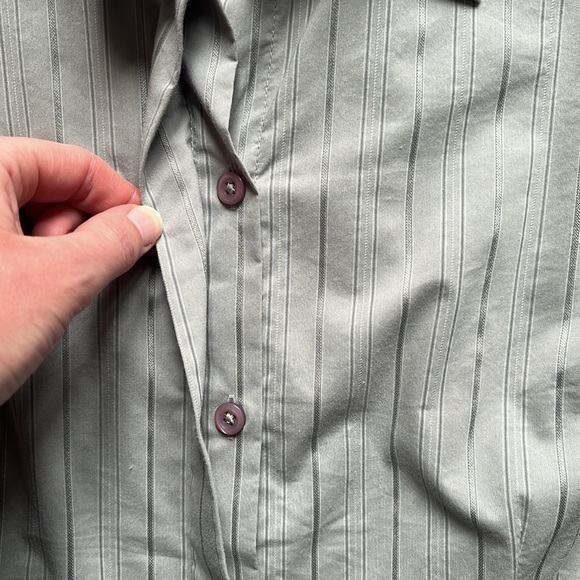 Jacob Connexion Grey/Silver Striped Fitted Button Down Collared Blouse - Picture 4 of 11